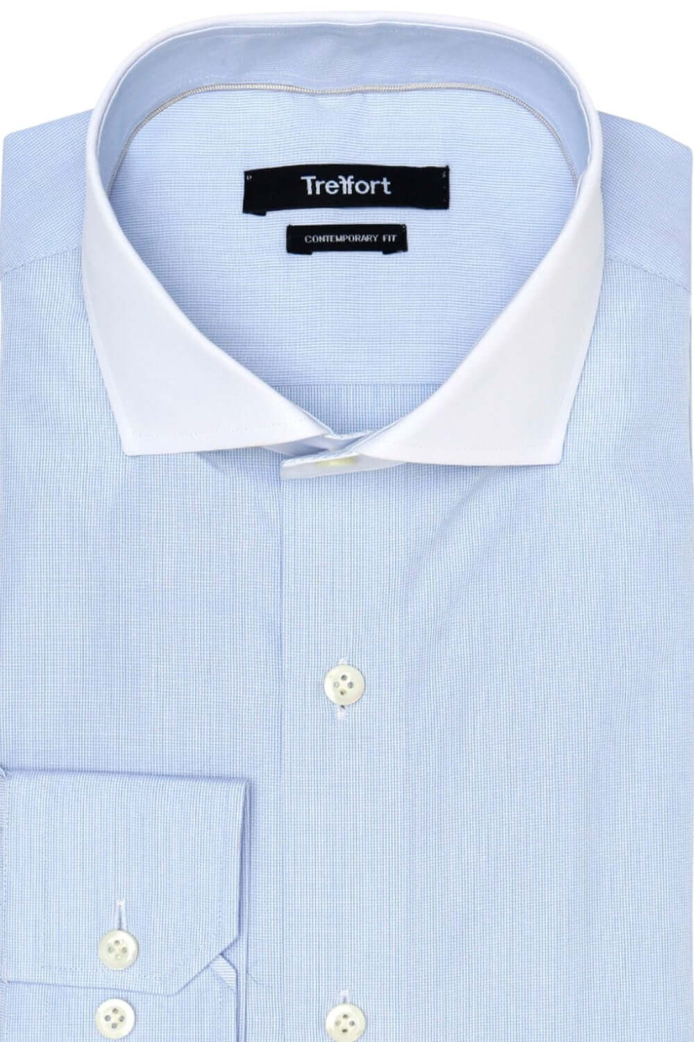 Cooper Light Blue luxury men's dress shirt white collar – Treffort