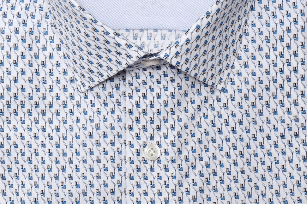 CORTLAND WHITE PRINT BUTTON DOWN DRESS SHIRT - CASUAL /FORMAL EVENT - FRONT VIEW