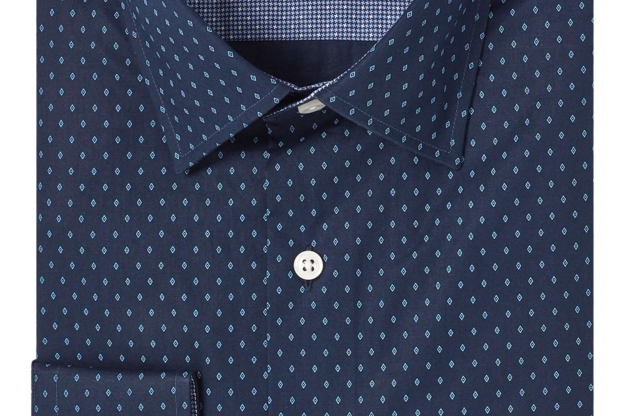 Daniels Navy diamond print luxury men's dress shirt – Treffort