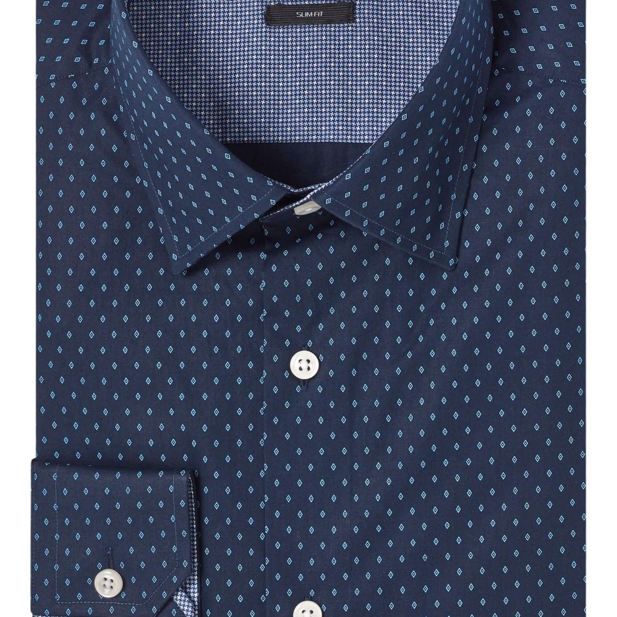 Daniels Navy diamond print luxury men's dress shirt – Treffort