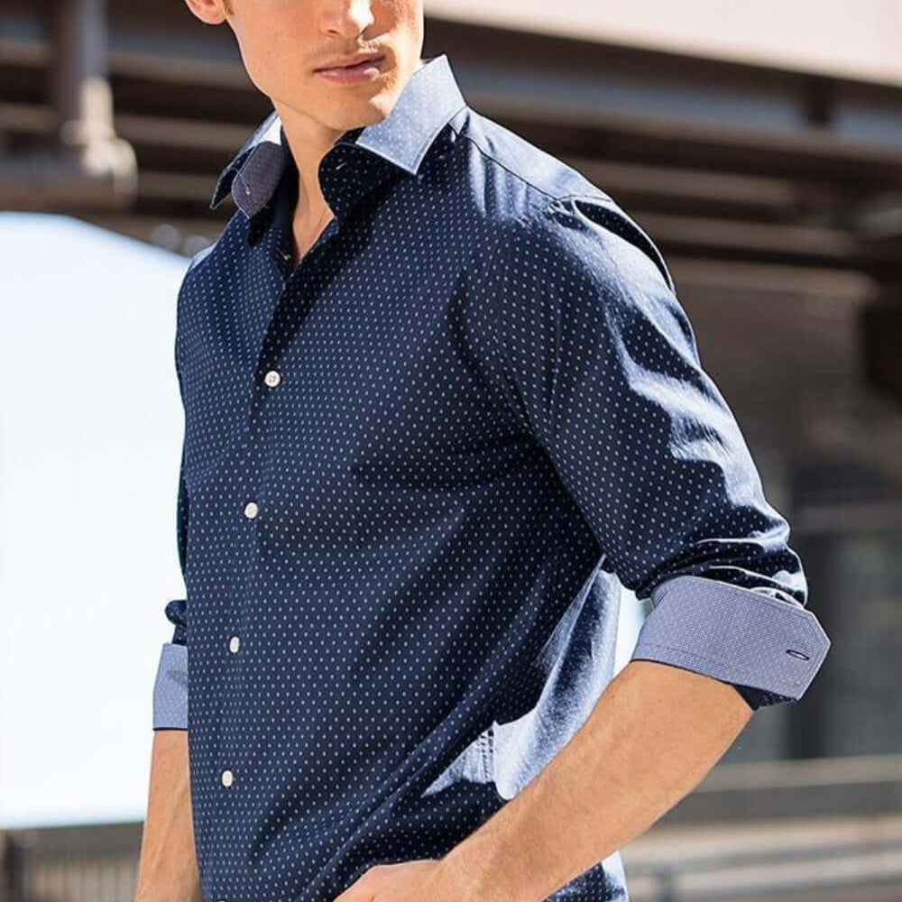 Daniels Navy diamond print luxury men's dress shirt – Treffort