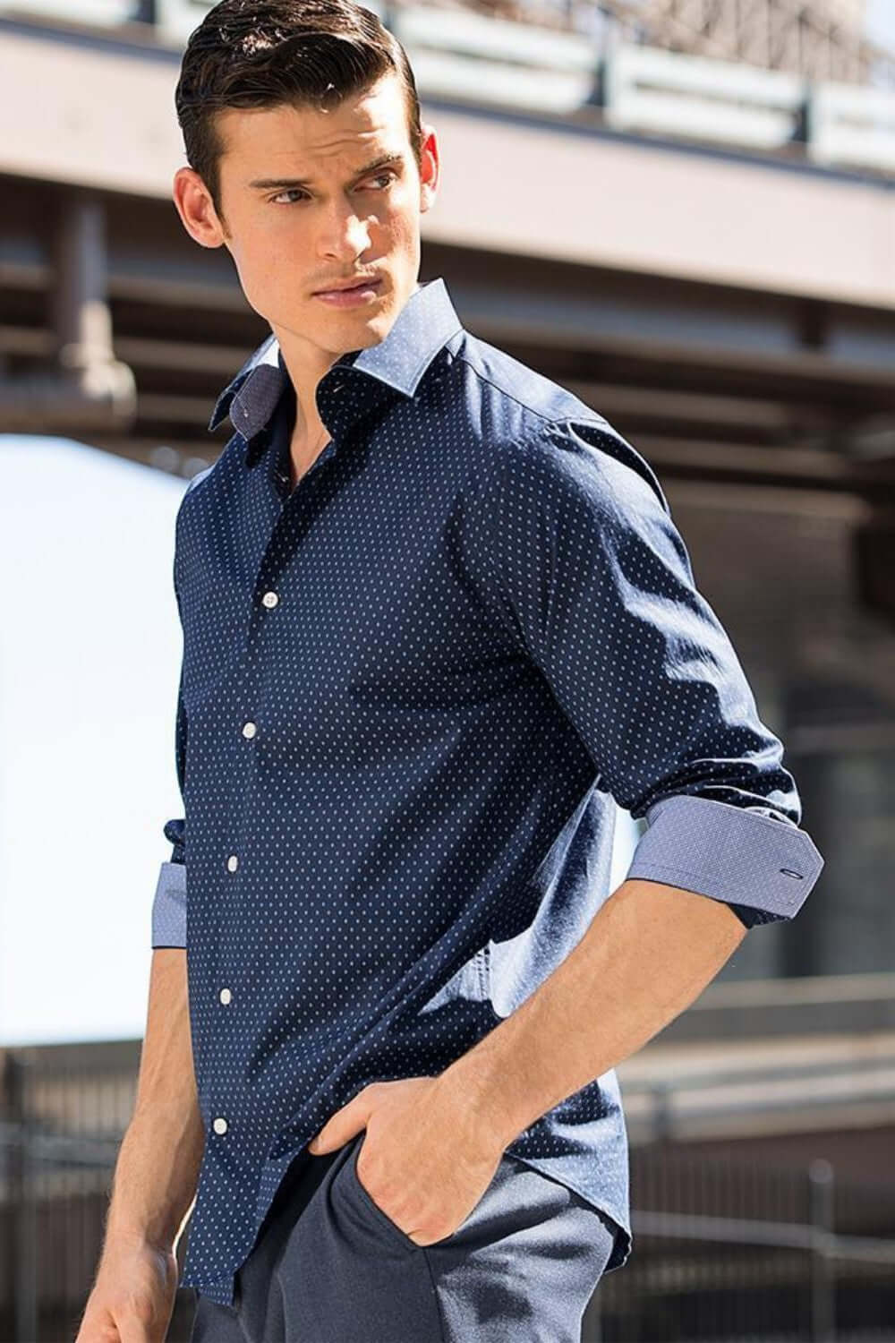 Daniels Navy diamond print luxury men's dress shirt – Treffort