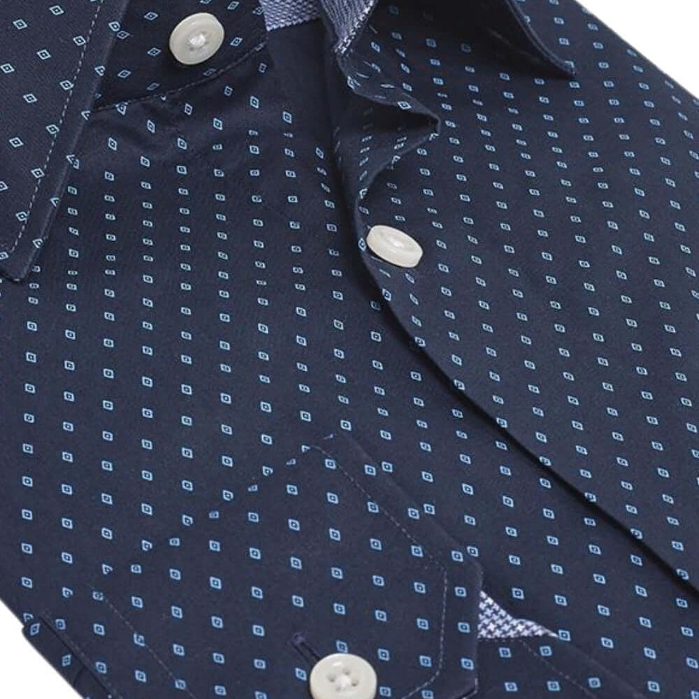 Daniels Navy diamond print luxury men's dress shirt – Treffort