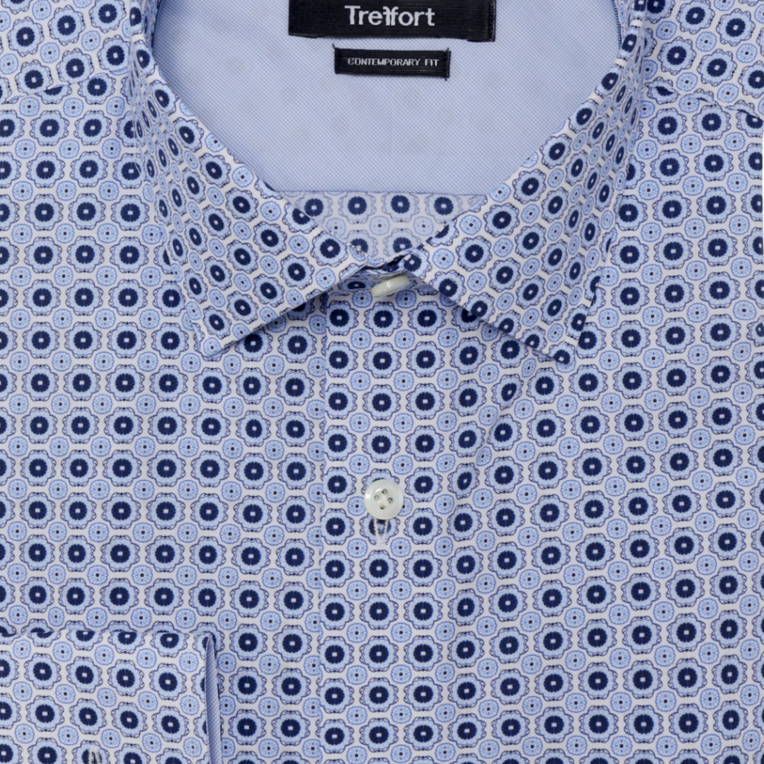 Empire Tile Print Blue White paisley luxury men's dress shirt – Treffort