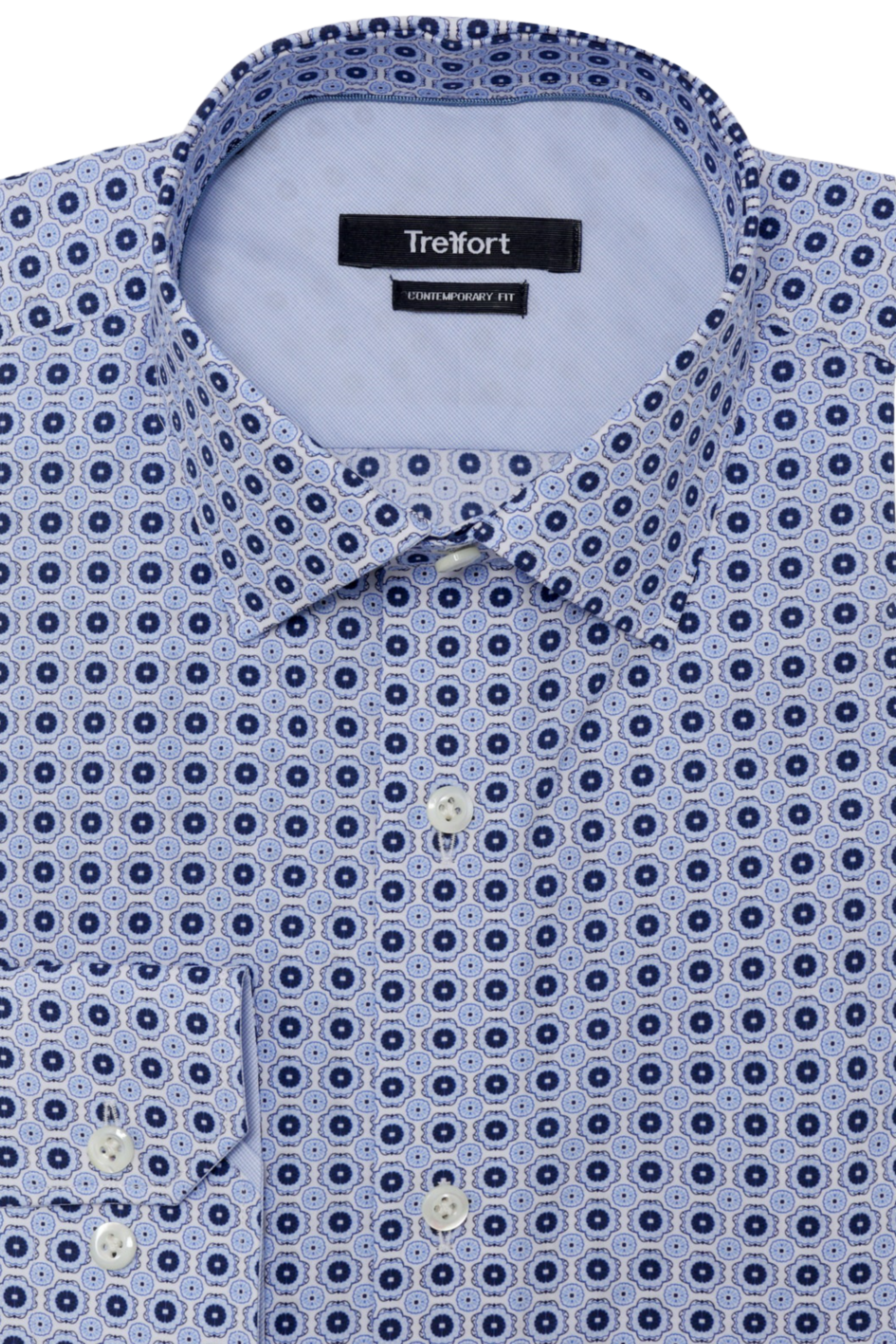 Empire Tile Print Blue White paisley luxury men's dress shirt – Treffort
