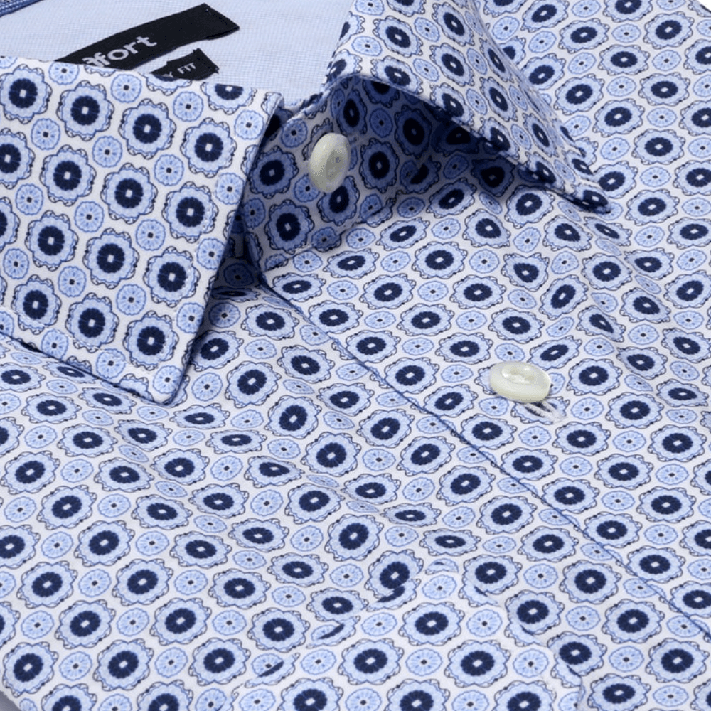 Empire Tile Print Blue White paisley luxury men's dress shirt – Treffort