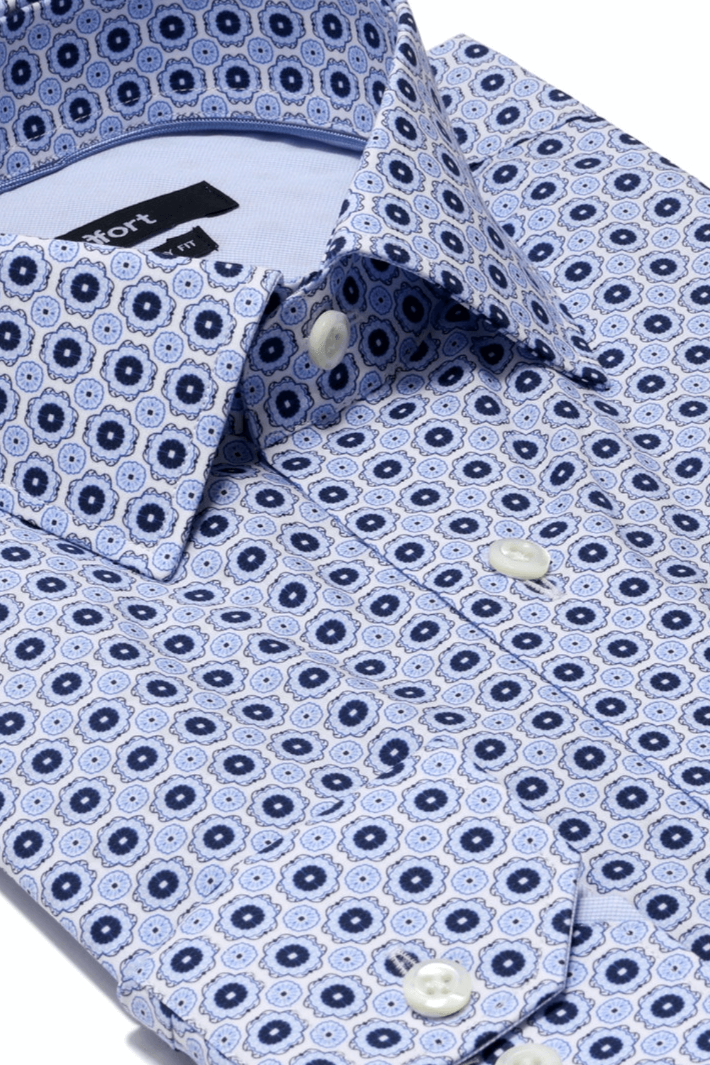 Empire Tile Print Blue White paisley luxury men's dress shirt – Treffort