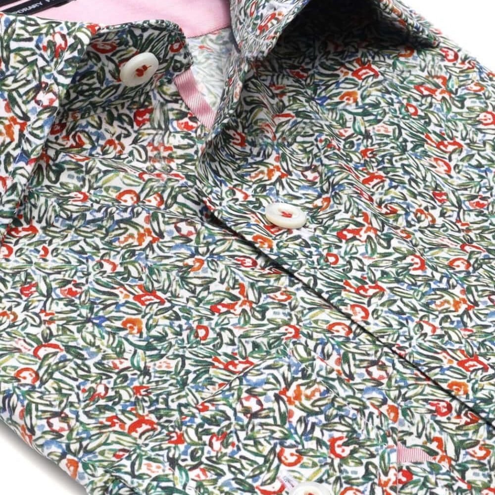  Floral Pink Multicolor luxury men's dress shirt – Treffort