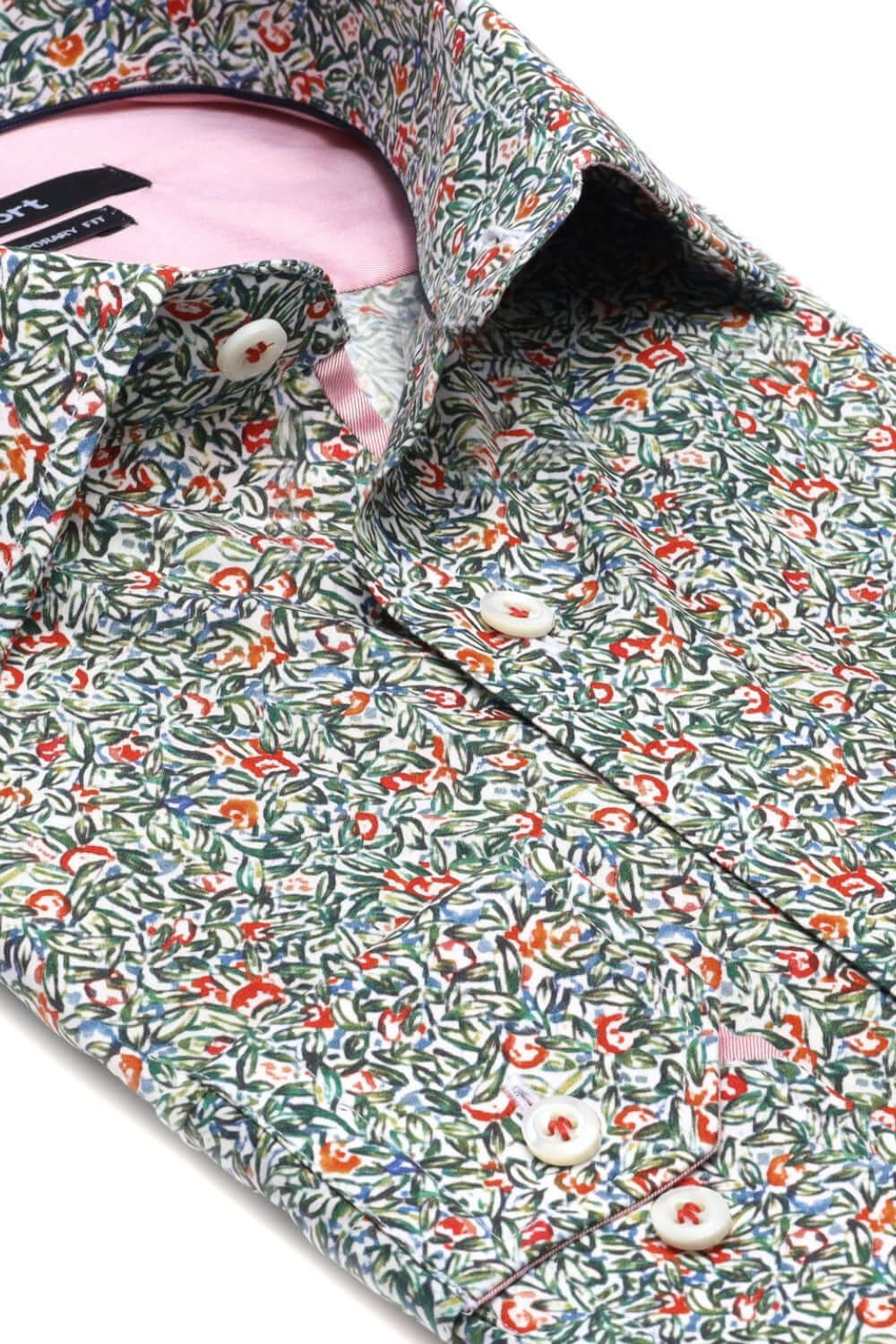 Floral Pink Multicolor luxury men's dress shirt – Treffort