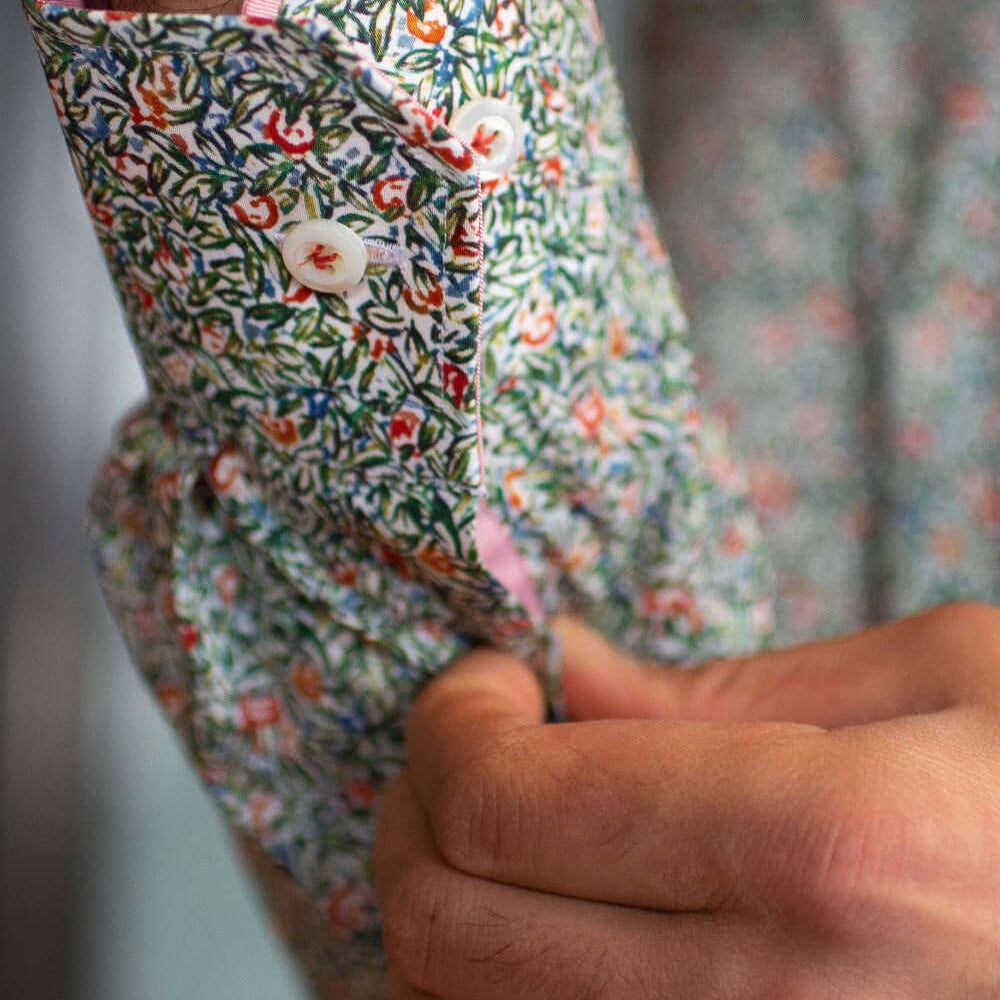  Floral Pink Multicolor luxury men's dress shirt – Treffort