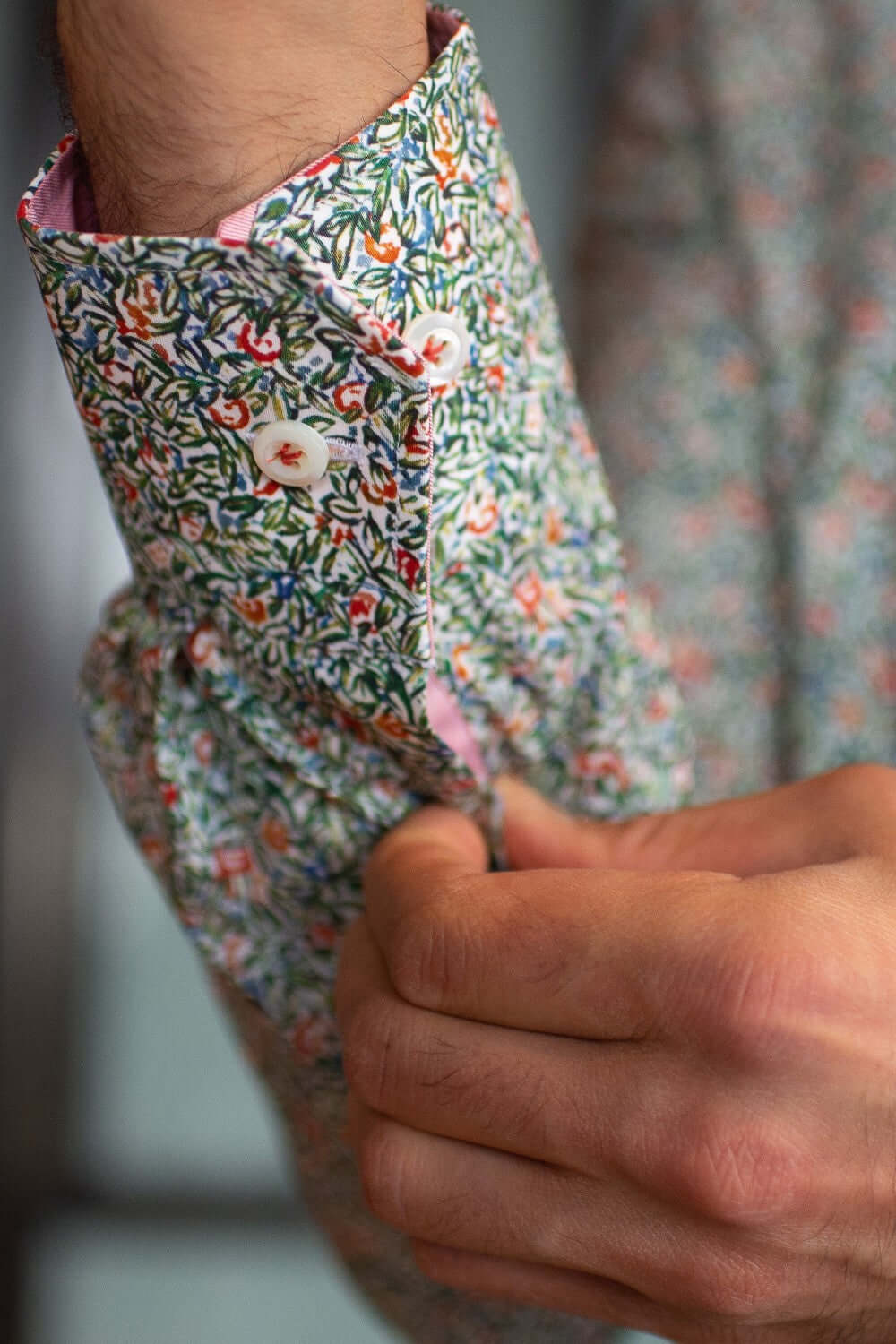  Floral Pink Multicolor luxury men's dress shirt – Treffort