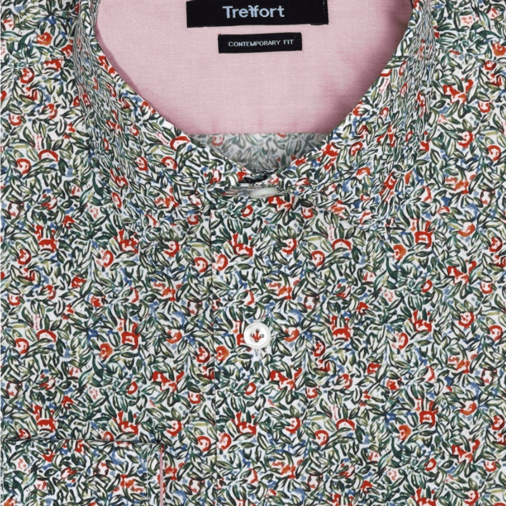  Floral Pink Multicolor luxury men's dress shirt – Treffort