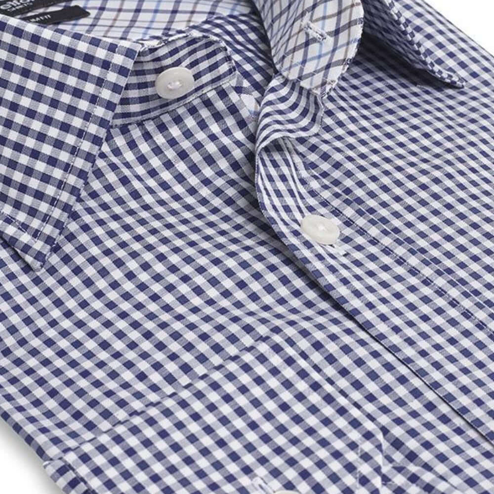 Grant Navy White luxury men's dress shirt contrast cuff – Treffort