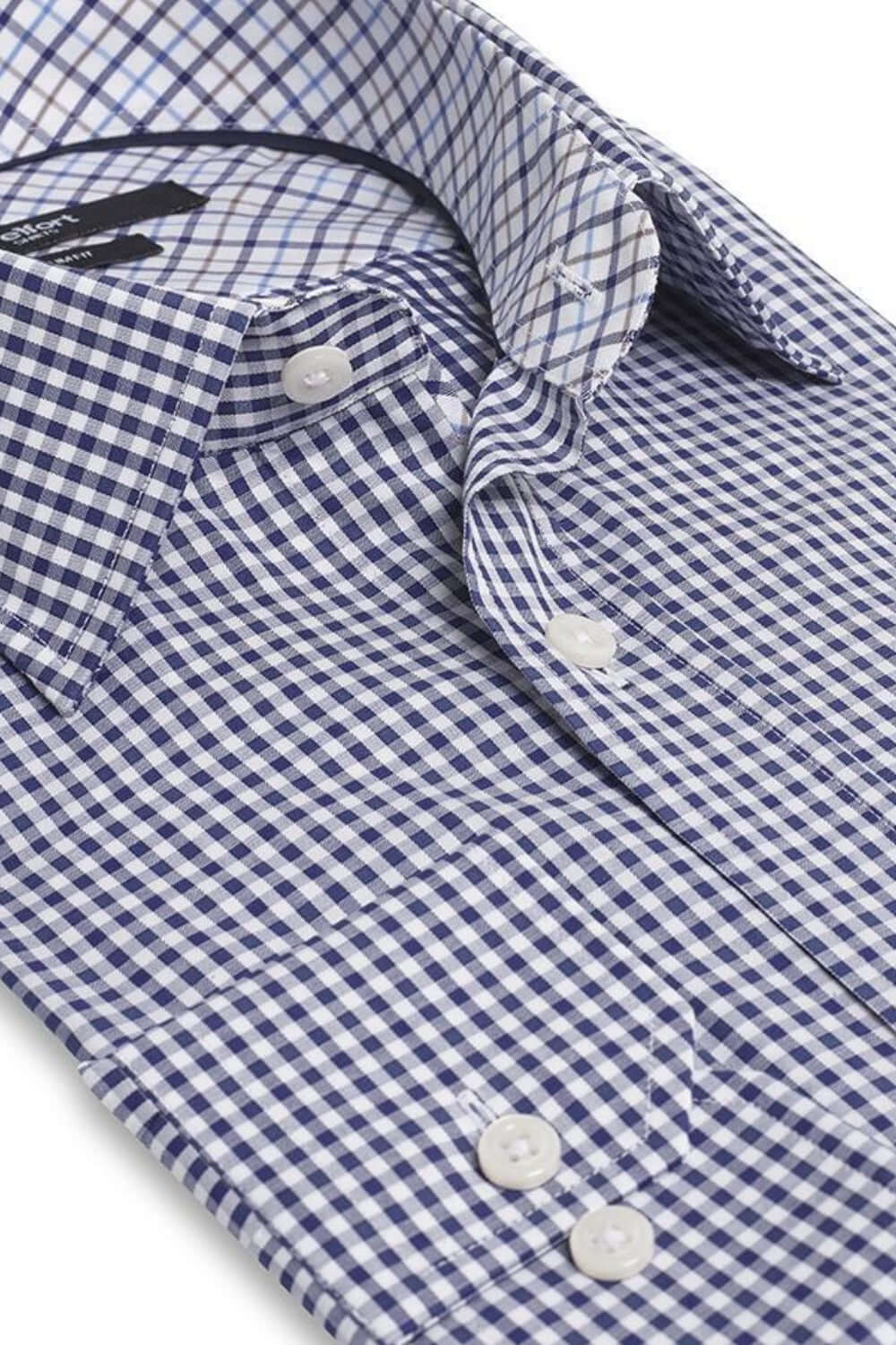 Grant Navy White luxury men's dress shirt contrast cuff – Treffort