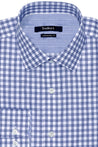 LENOX BLUE CHECKERED BUTTON DOWN DRESS SHIRT - CASUAL /FORMAL EVENT - FRONT VIEW