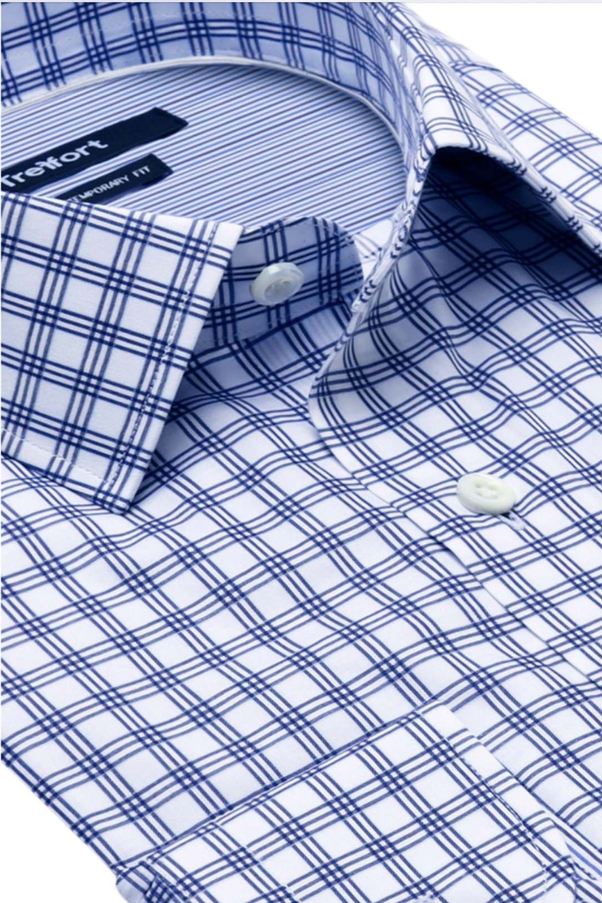 LENOX BLUE CHECKERED BUTTON DOWN DRESS SHIRT - CASUAL /FORMAL EVENT - SIDE VIEW