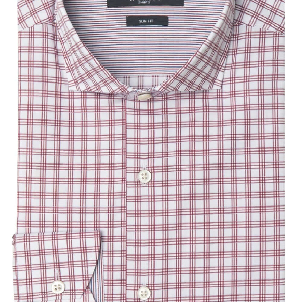 Lenox Maroon White checkered luxury men's dress shirt – Treffort