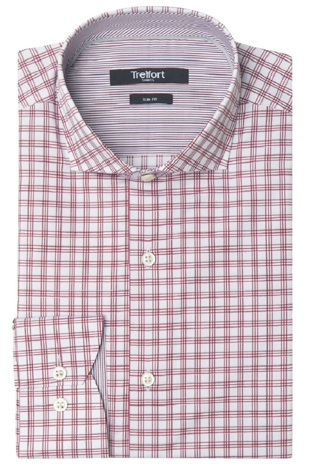 Lenox Maroon White checkered luxury men's dress shirt – Treffort