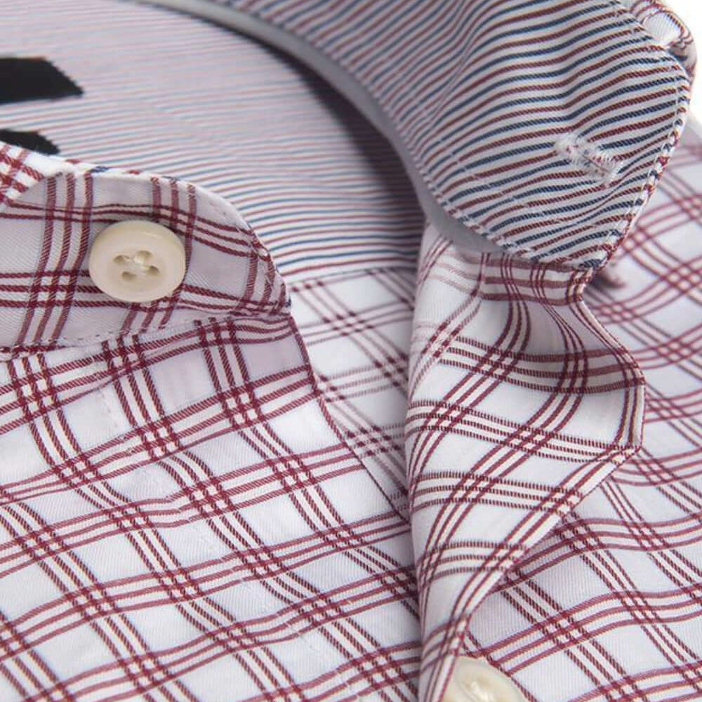 Lenox Maroon White checkered luxury men's dress shirt – Treffort