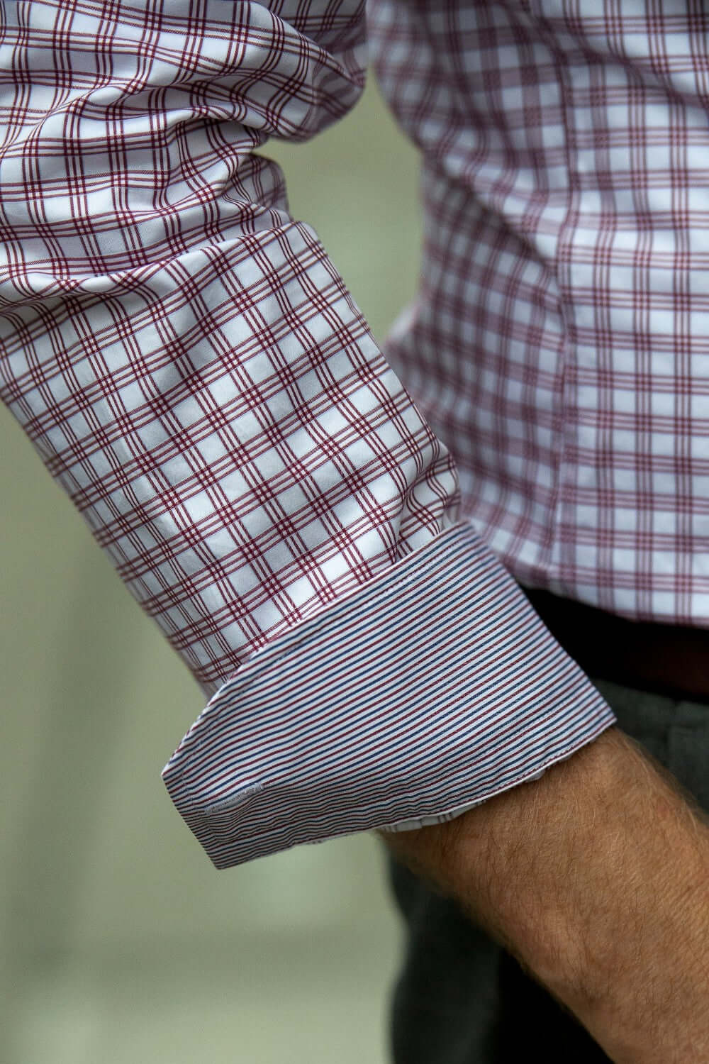 Lenox Maroon White checkered luxury men's dress shirt – Treffort