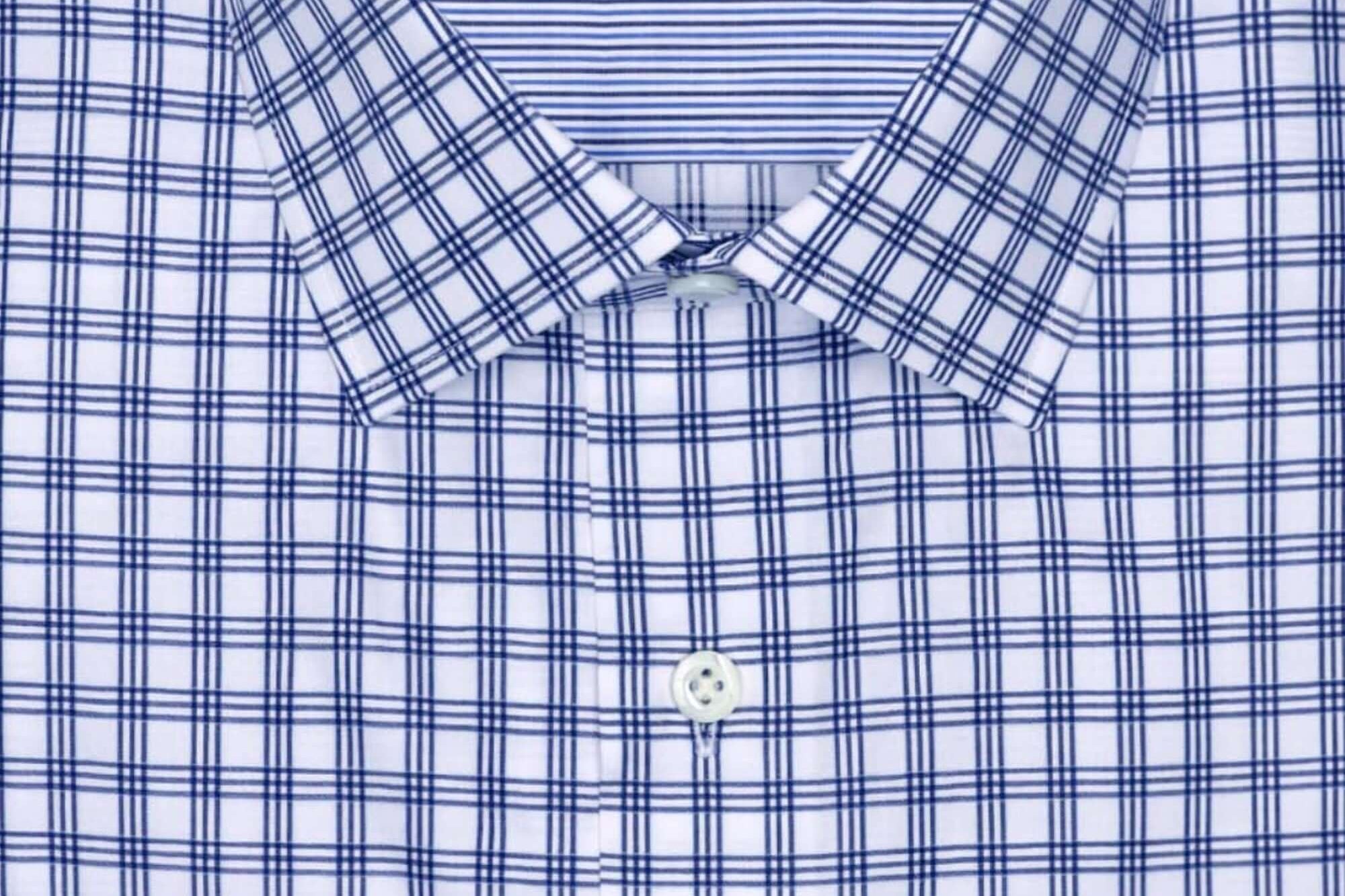 Lenox Navy White checkered luxury men's dress shirt – Treffort