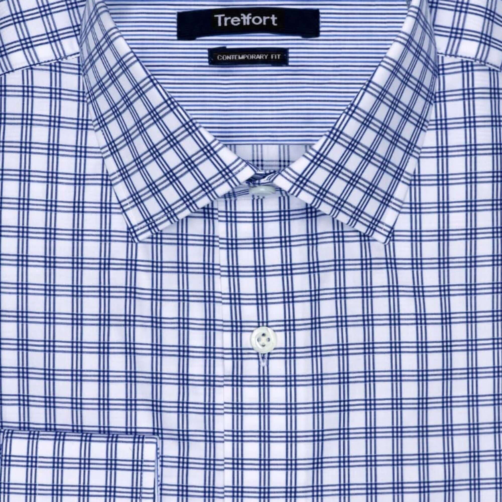 Lenox Navy White checkered luxury men's dress shirt – Treffort