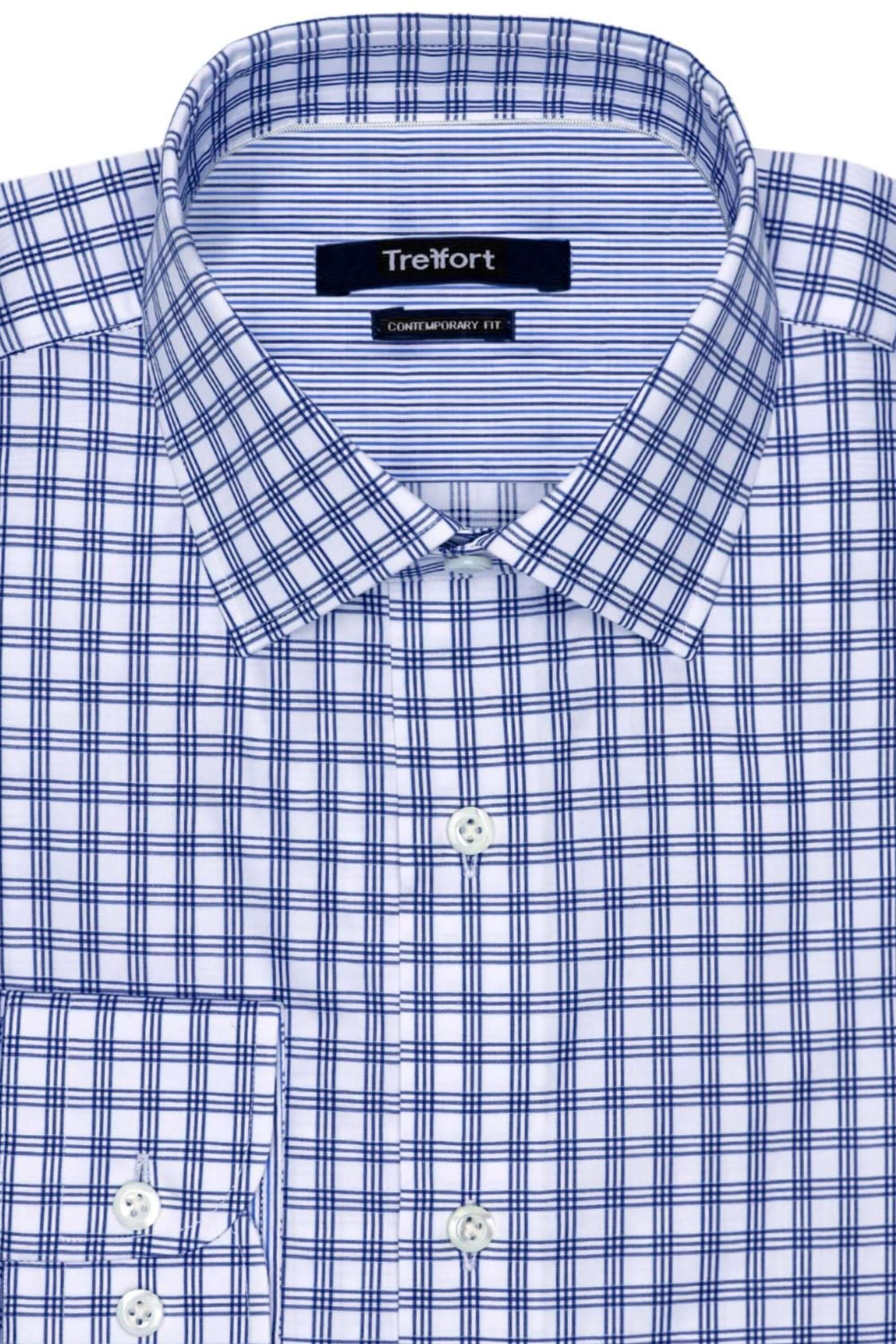 Lenox Navy White checkered luxury men's dress shirt – Treffort