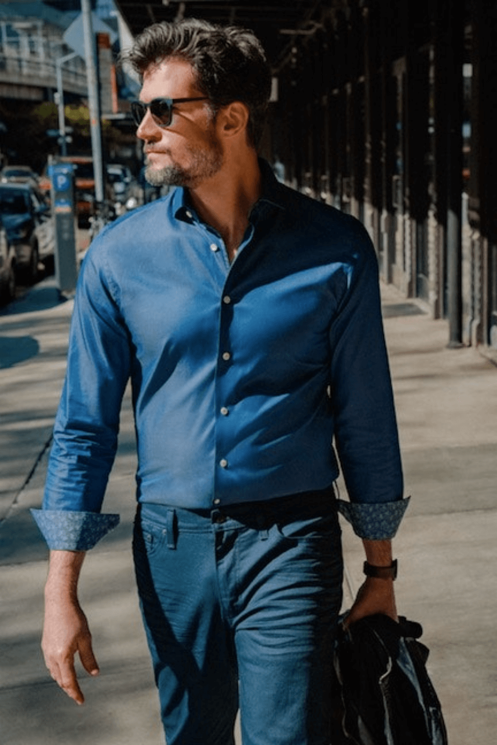 Mercer Navy Blue hidden pattern luxury men's dress shirt – Treffort