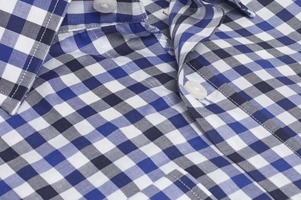 Monroe Navy Blue checkered luxury men's dress shirt – Treffort