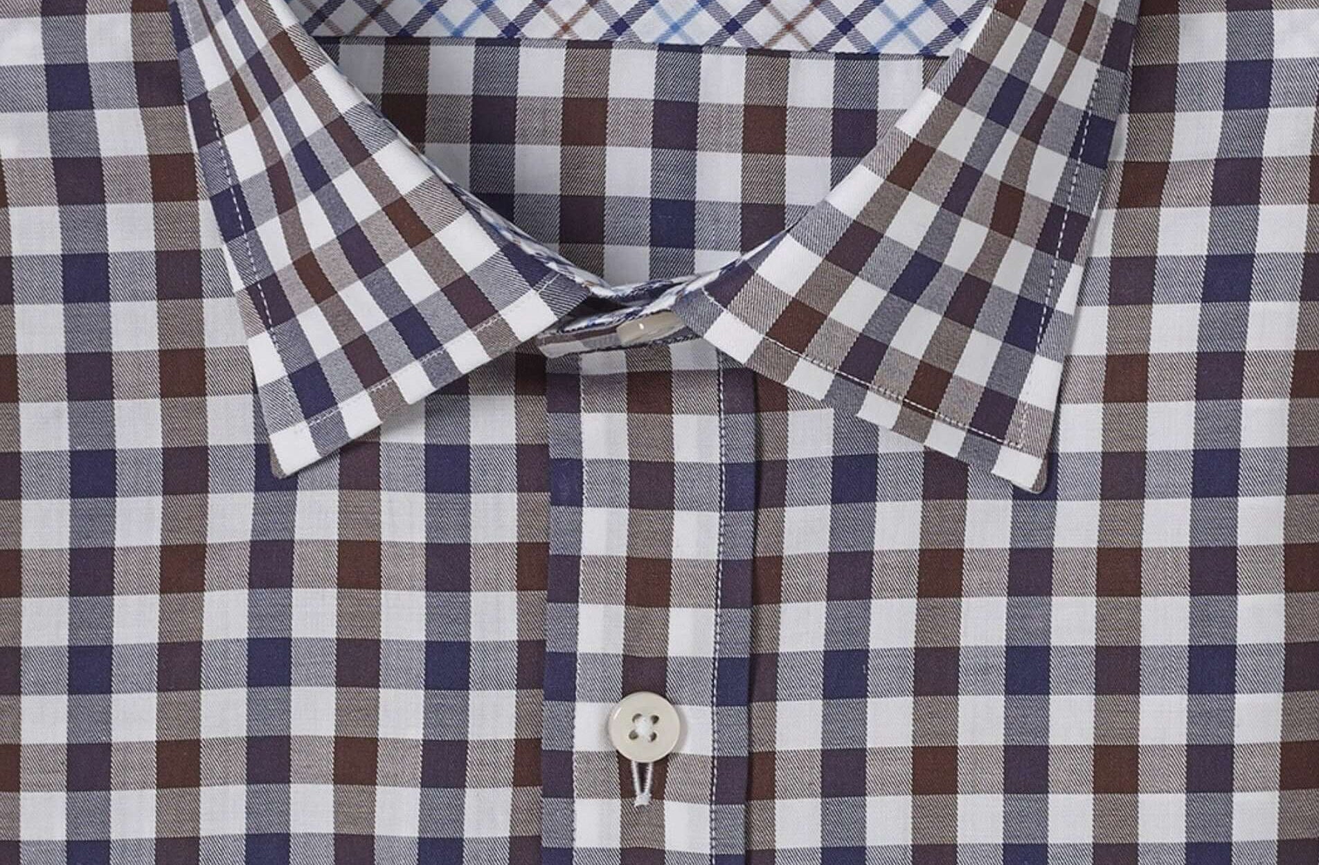 Monroe Navy Brown checkered luxury men's dress shirt – Treffort