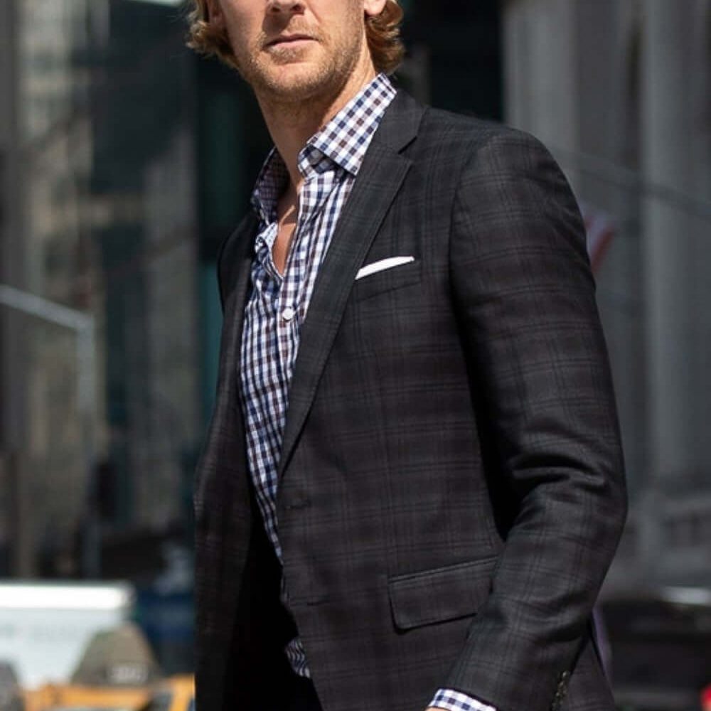 Monroe Navy Brown checkered luxury men's dress shirt – Treffort