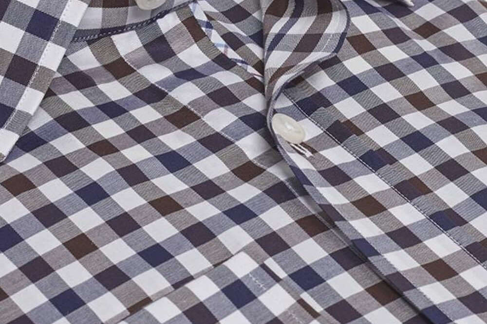 Monroe Navy Brown checkered luxury men's dress shirt – Treffort