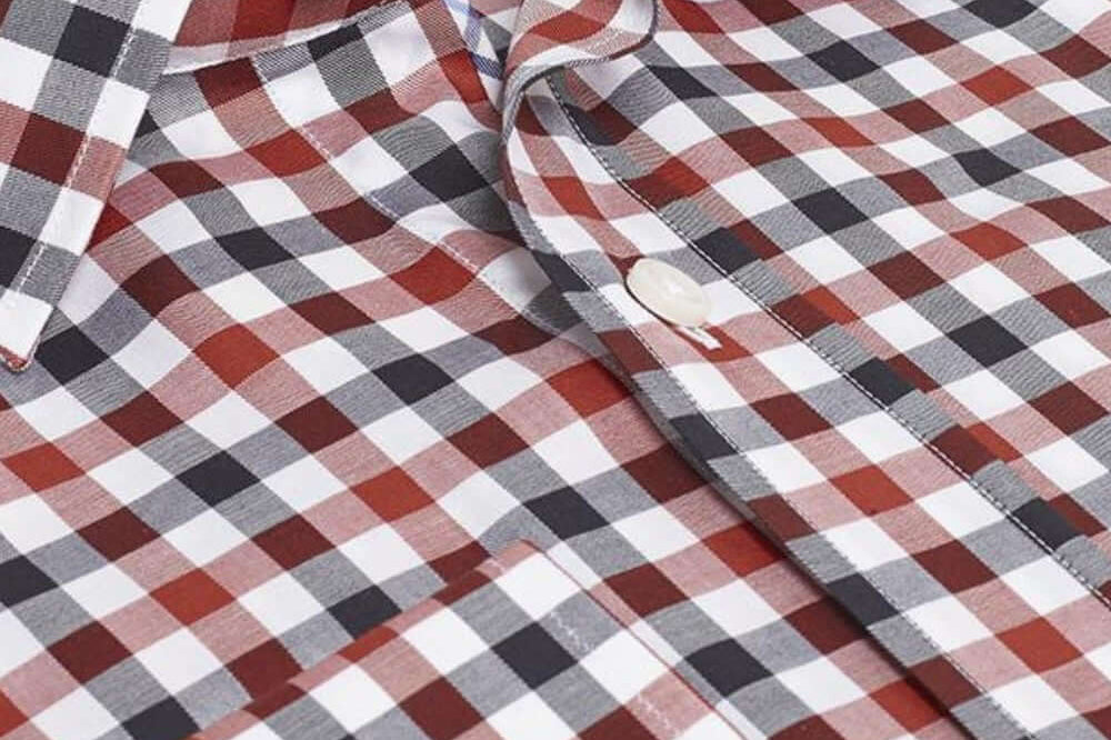 Monroe Navy Red checkered luxury men's dress shirt – Treffort