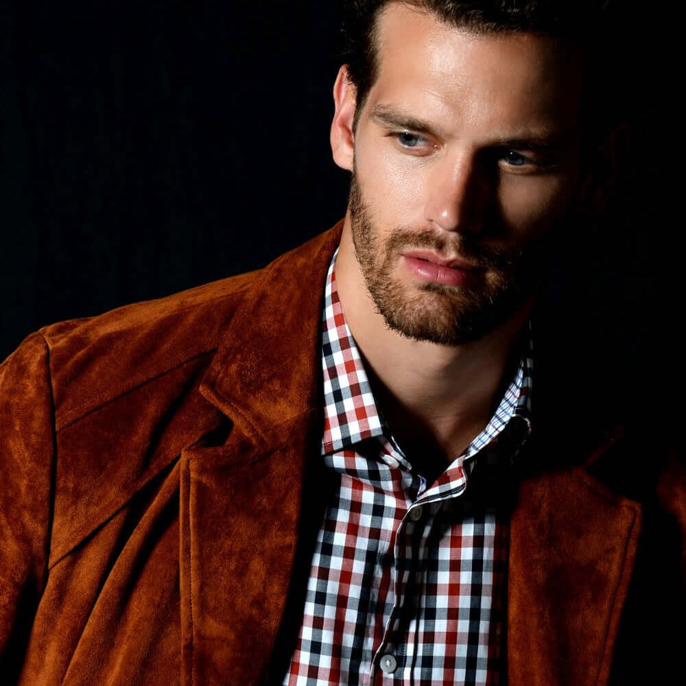 Monroe Navy Red checkered luxury men's dress shirt – Treffort