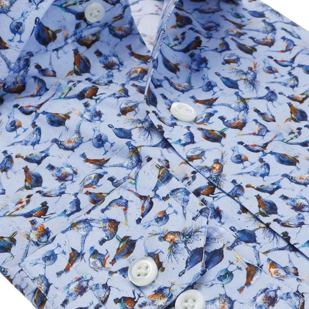 Pheasant Print multicolor bird print luxury men's dress shirt – Treffort