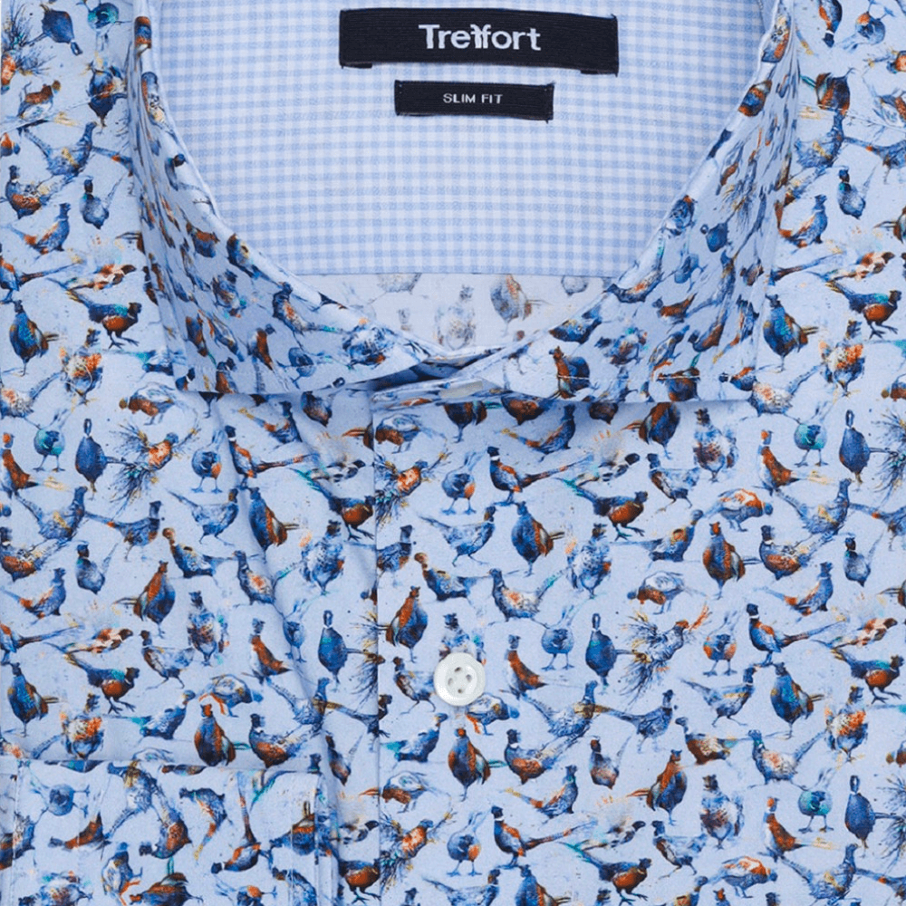 Pheasant Print multicolor bird print luxury men's dress shirt – Treffort