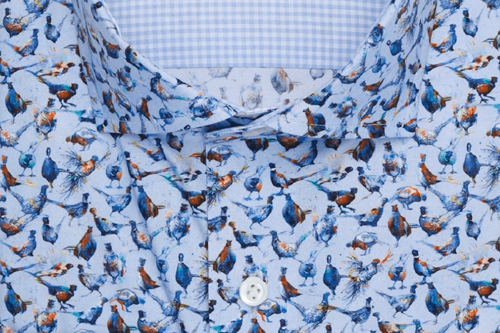Pheasant Print multicolor bird print luxury men's dress shirt – Treffort