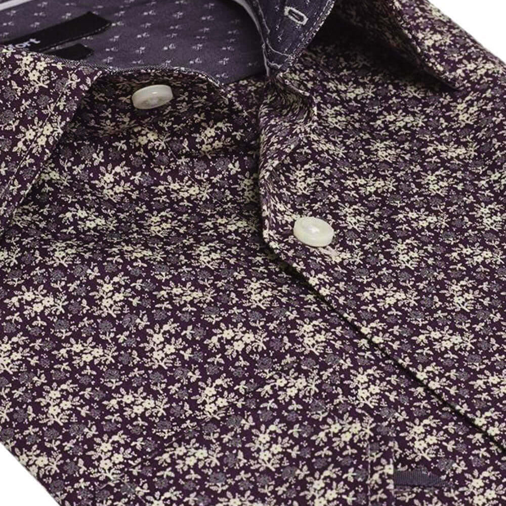 Rivington Wine floral print luxury men's dress shirt – Treffort