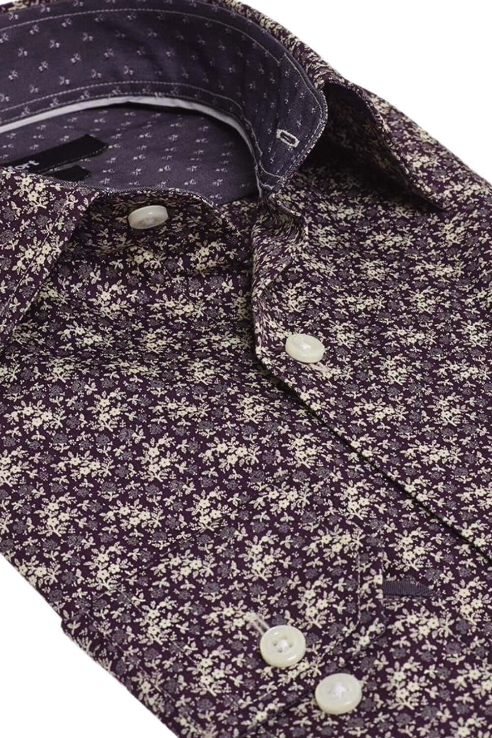 Rivington Wine floral print luxury men's dress shirt – Treffort