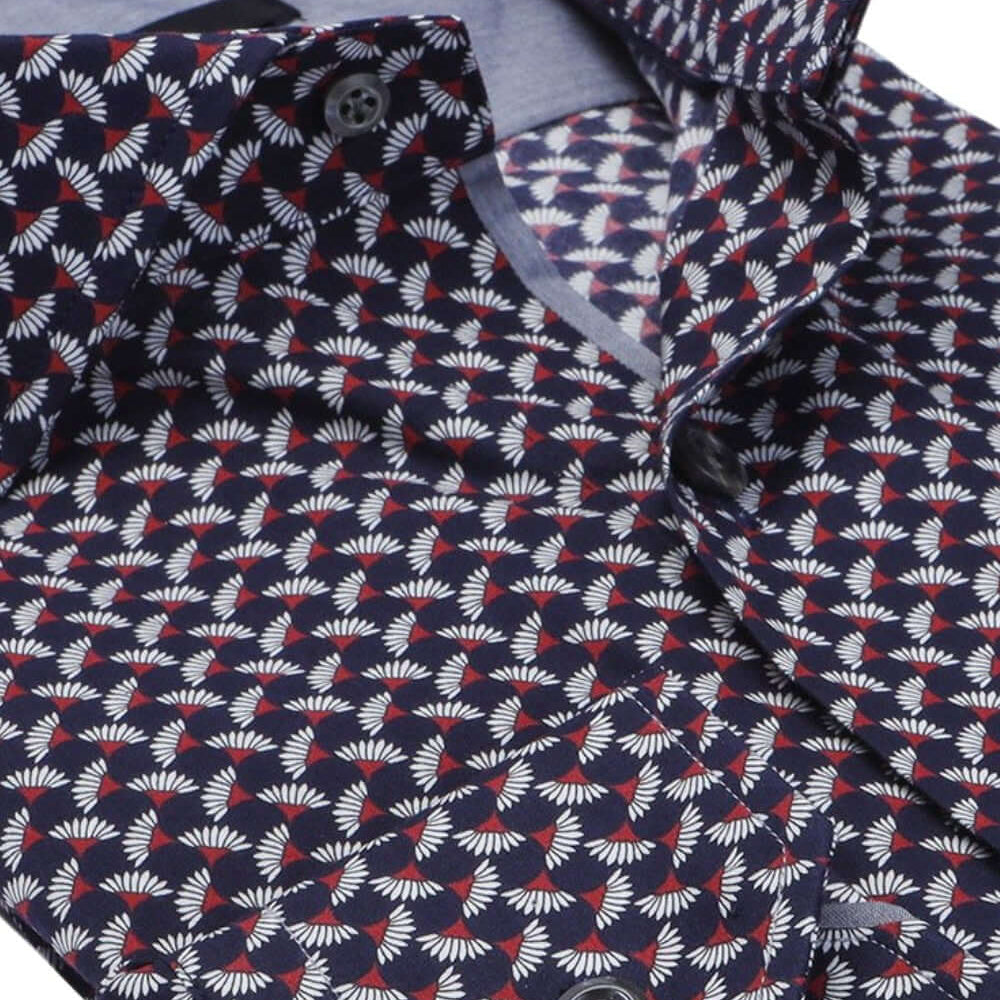 Sakura Print Black Multicolor geometric luxury men's dress shirt – Treffort