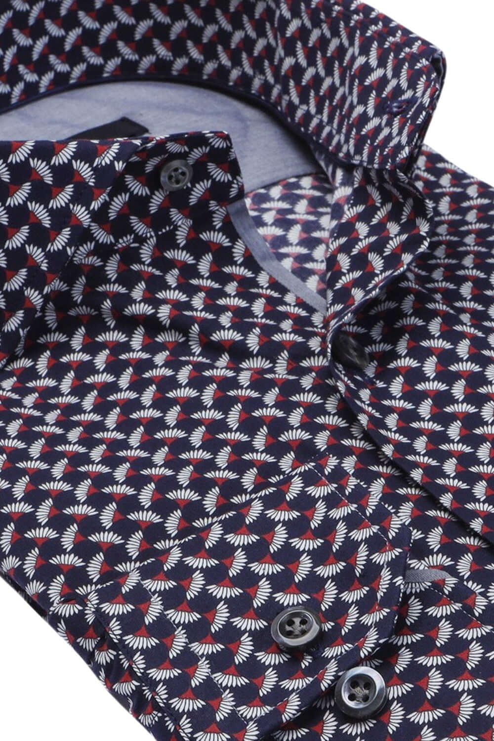 Sakura Print Black Multicolor geometric luxury men's dress shirt – Treffort