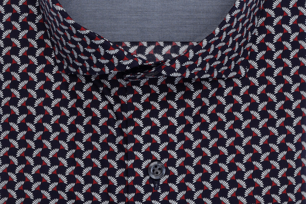 Sakura Print Black Multicolor geometric luxury men's dress shirt – Treffort
