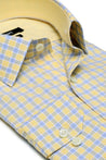 THAYER YELLOW CHECKERED BUTTON DOWN DRESS SHIRT - CASUAL /FORMAL EVENT - SIDE VIEW