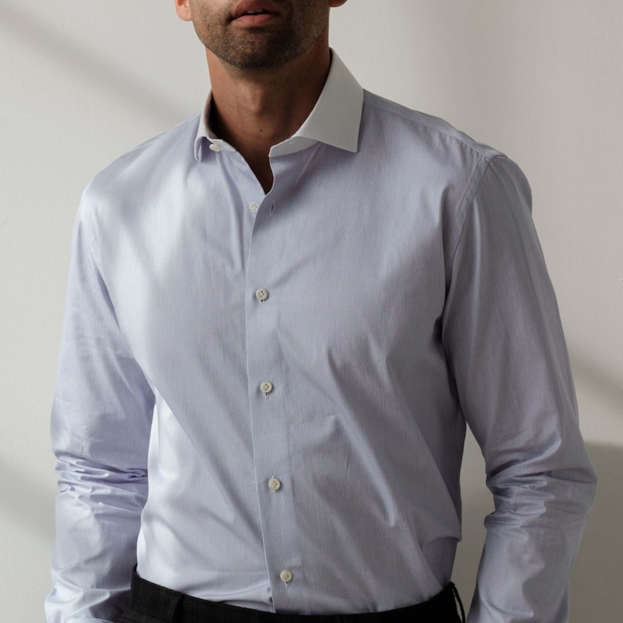 Ailey Light Blue luxury men's dress shirt contrast collar – Treffort