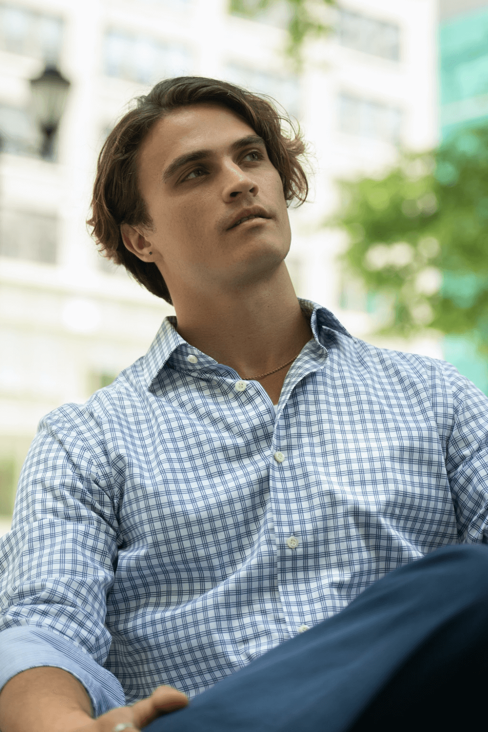 Lenox Navy White checkered luxury men's dress shirt – Treffort