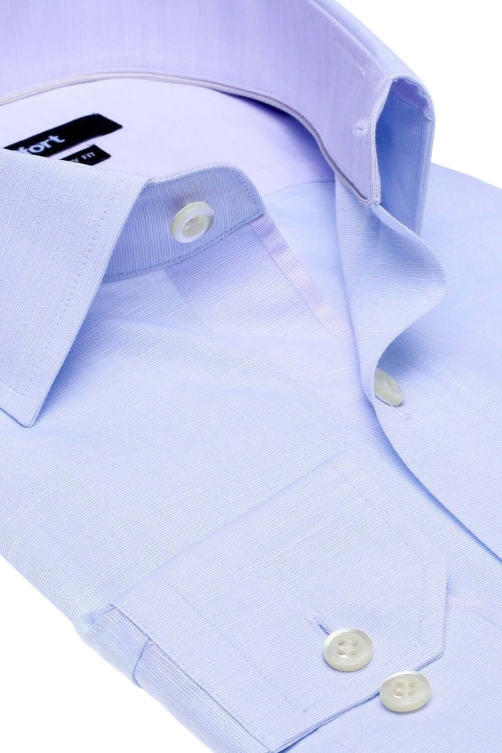 Tudor Blue micro-check luxury men's dress shirt contrast collar – Treffort
