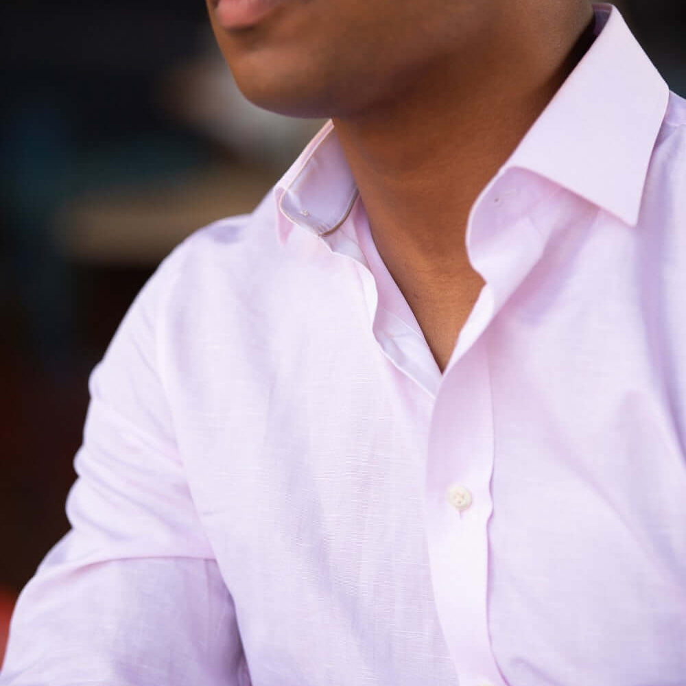 Tudor Pink micro-check luxury men's dress shirt contrast collar – Treffort