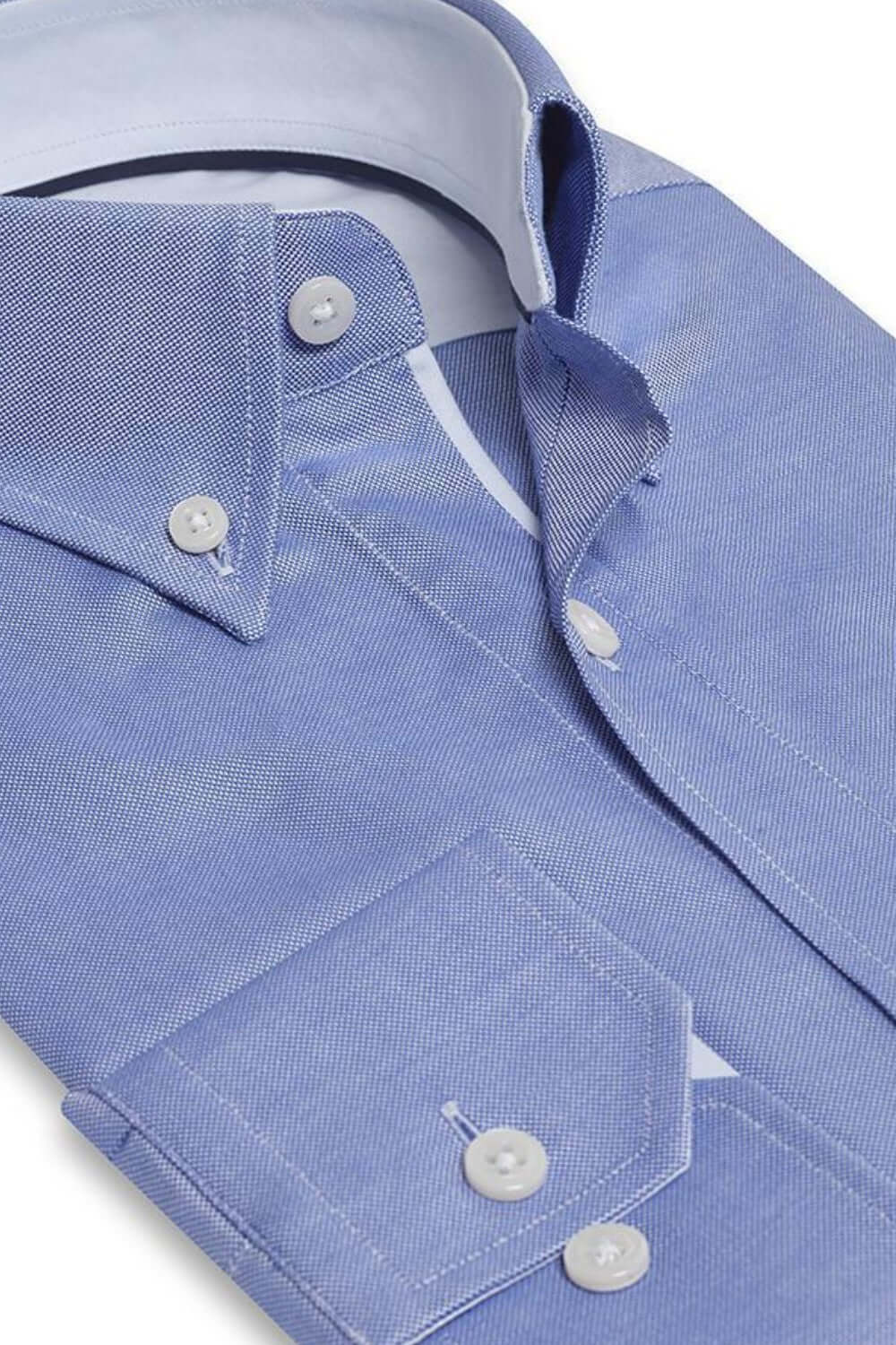 FRANKLIN BLUE BUTTON DOWN DRESS SHIRT - CASUAL /FORMAL EVENT - SIDE VIEW