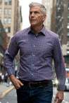 WILLIAMS RED CHECKERED BUTTON DOWN DRESS SHIRT - CASUAL /FORMAL EVENT - MODEL WEARING SHIRT
