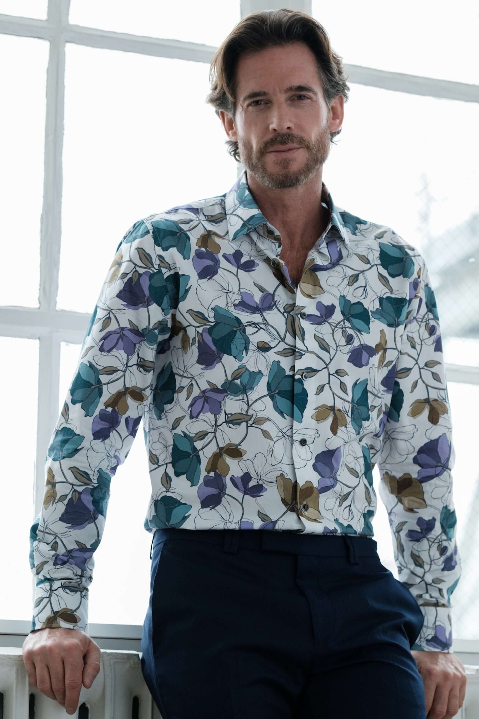 Horatio White Multicolor floral luxury men's dress shirt – Treffort